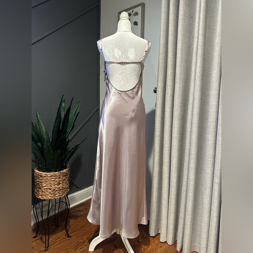 Zara Strapless Satin bridesmaid Backless Dress in Mauve - Picture 4 of 6